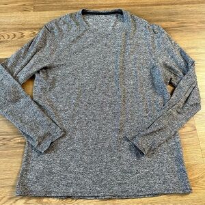 Lululemon Mens Long Sleeve Workout Shirt Reflective Gym Heathered Black Large*